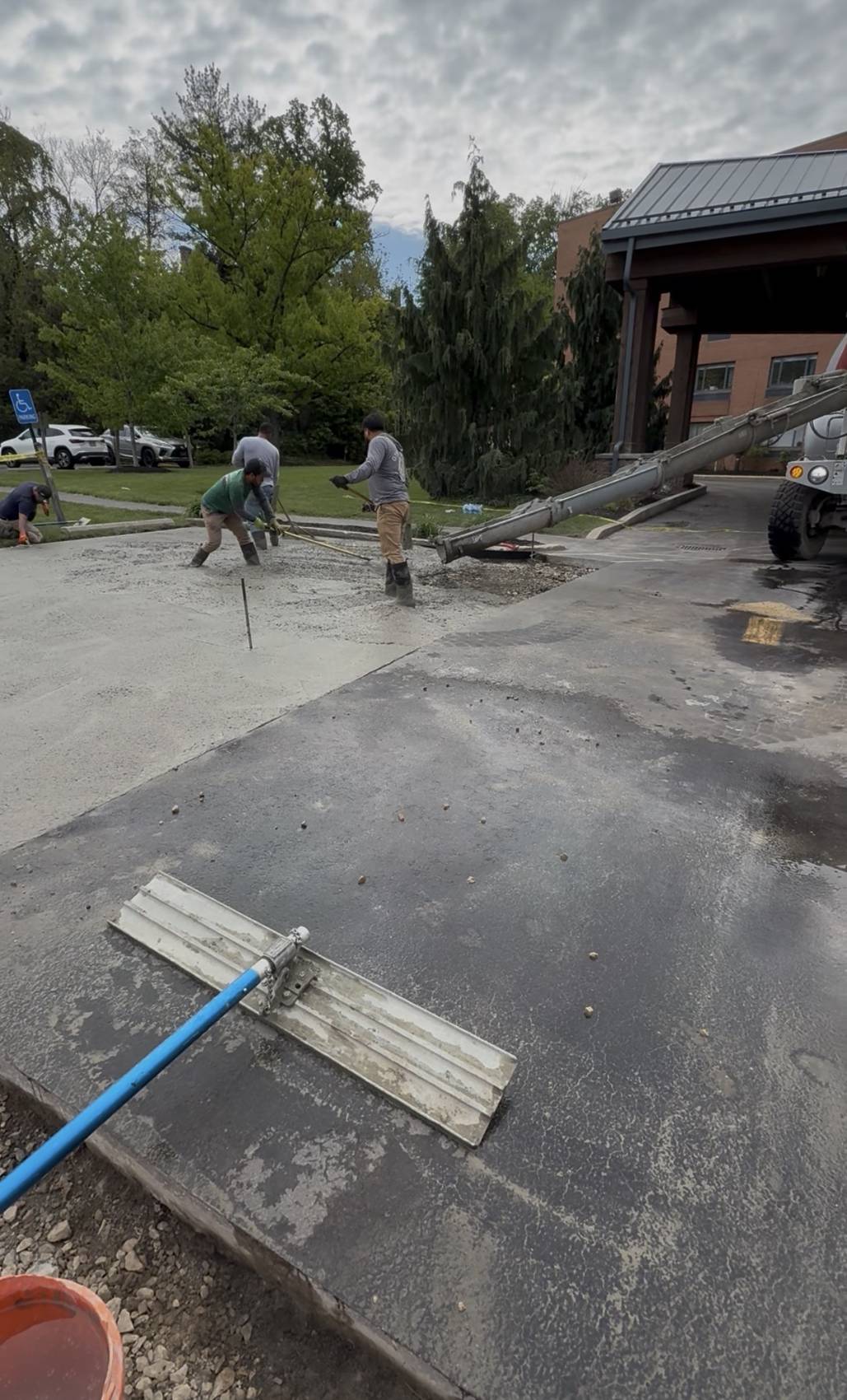 Crew placing concrete at an ADA entrance in Penn Wynne, PA